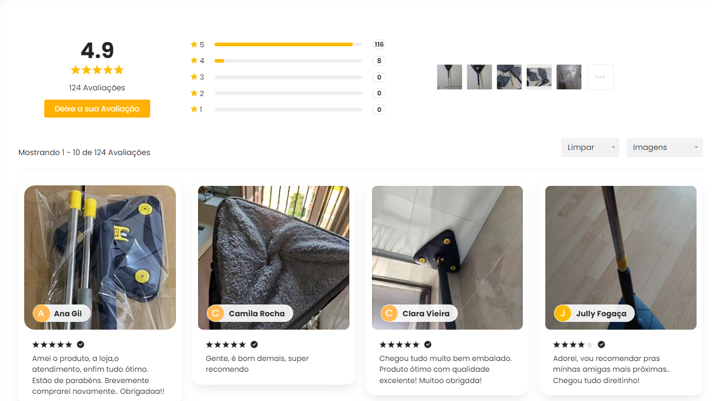 Avaliações de Clientes do Esfregão Mágico 360°